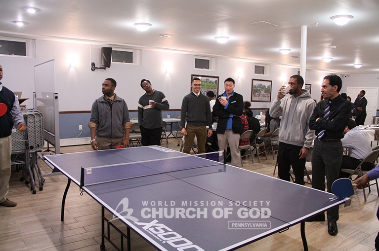 World Mission Society Church of God Philadelphia Hot Cocoa Social Ping Pong Match
